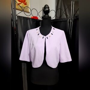 Perceptions Jacket Lavender Garment Lime Embroidered Beading Short Sleeve XL